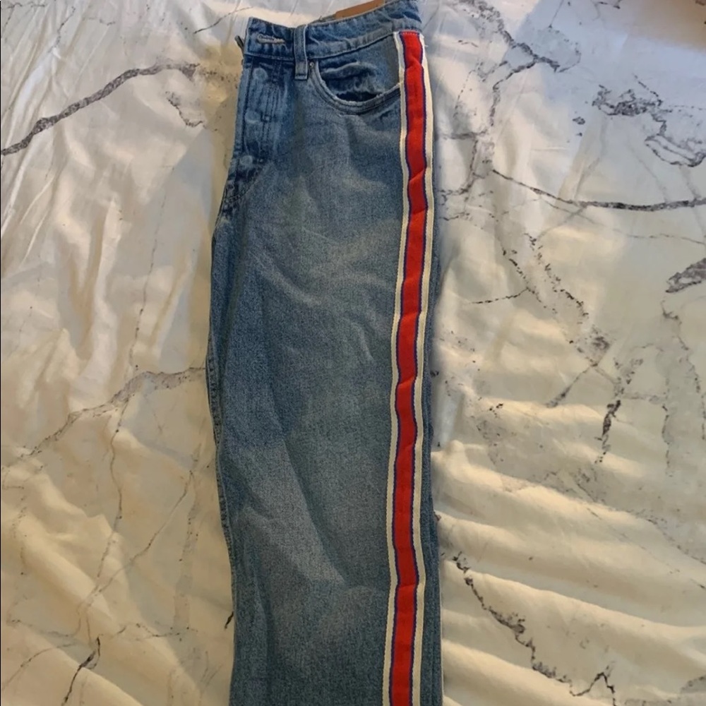 Striped red and white jeans
